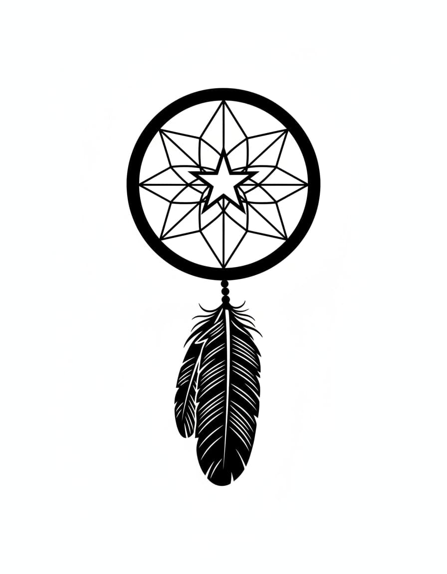 Blackwork Midnight Dream Catcher Temporary Tattoo — view 1