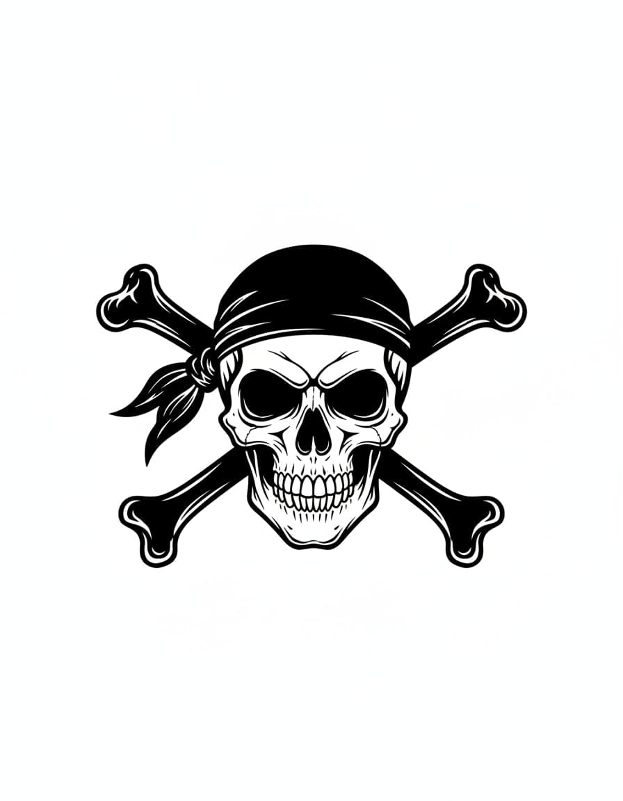 Blackwork Pirate Skull and Crossbones Temporary Tattoo — view 1