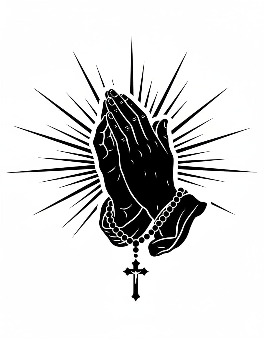 Blackwork Praying Hands Silhouette Temporary Tattoo — view 1