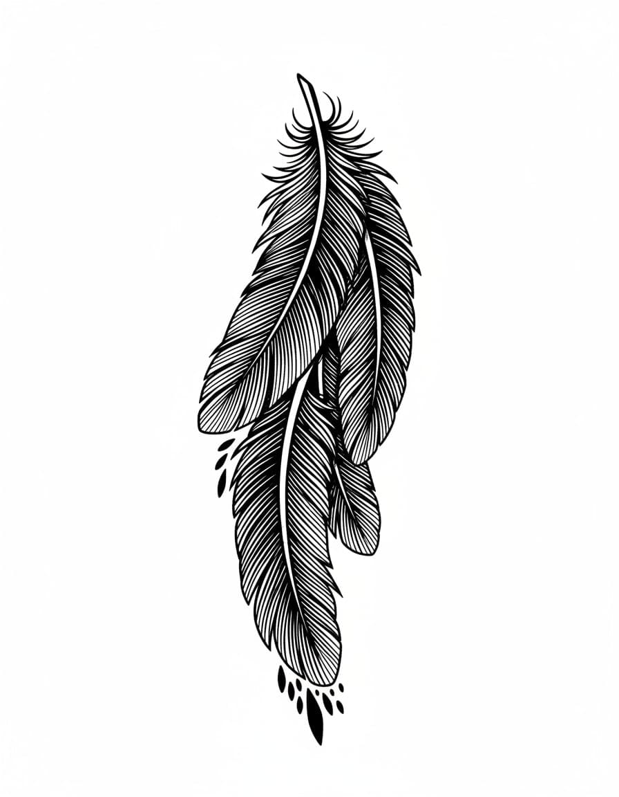 Blackwork Raven Feather Sleeve Temporary Tattoo — view 1