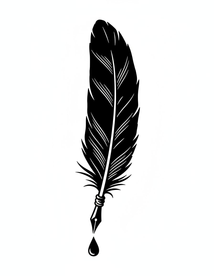 Blackwork Raven Quill Temporary Tattoo — view 1