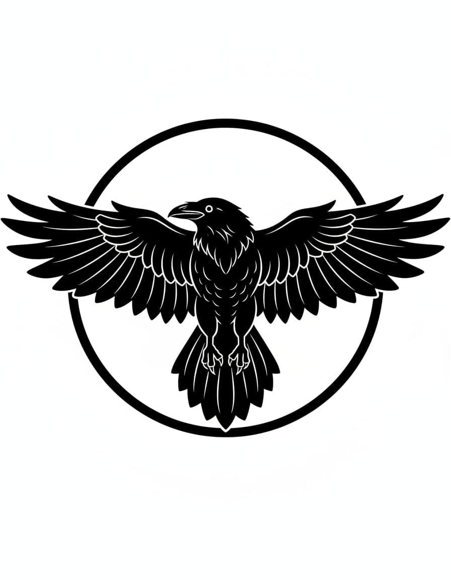 Blackwork Raven Wingspan Temporary Tattoo — view 1