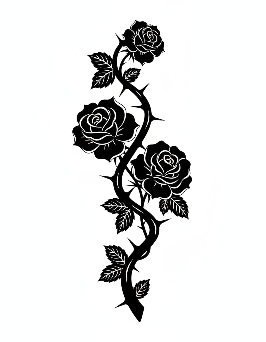 Blackwork Thorn Vine Sleeve Temporary Tattoo — view 1