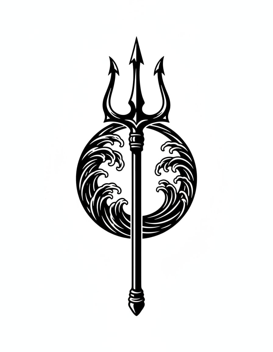 Blackwork Trident Temporary Tattoo — view 1