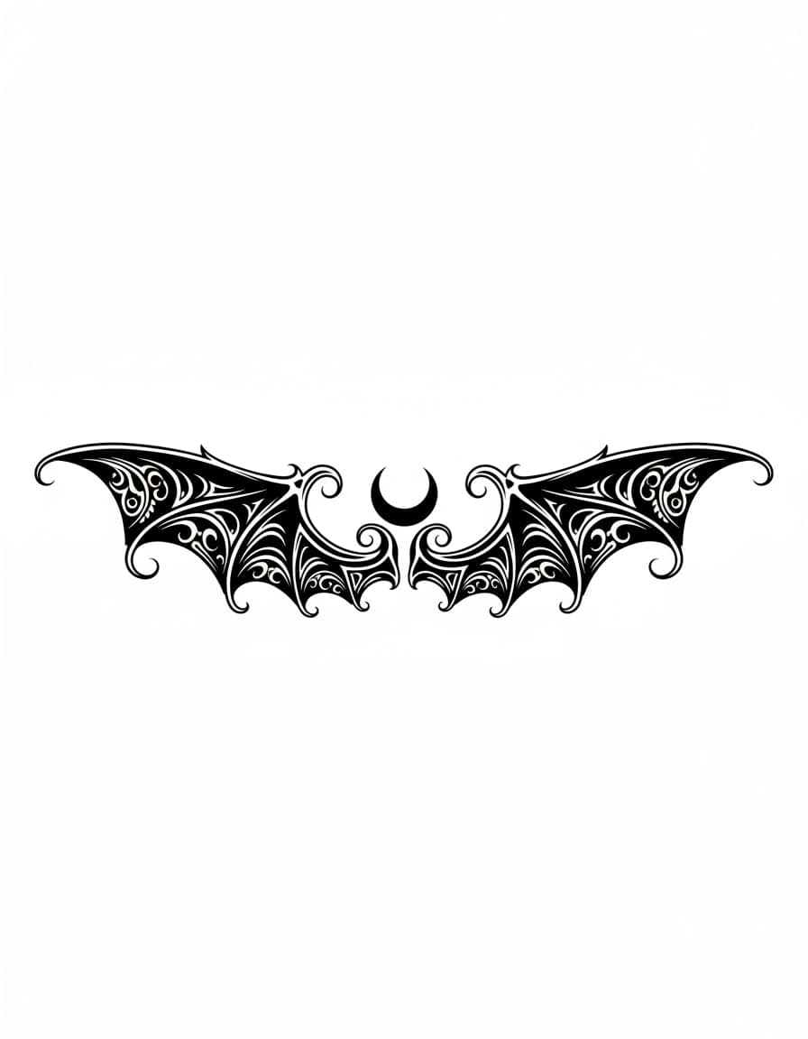 Blackwork Under-Bust Bat Wings Temporary Tattoo — view 1