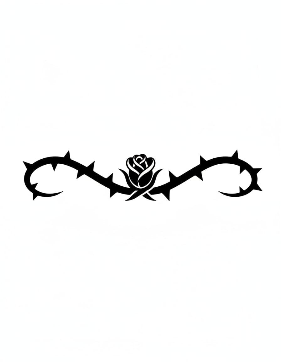 Blackwork Under-Bust Thorn Curve Temporary Tattoo — view 1