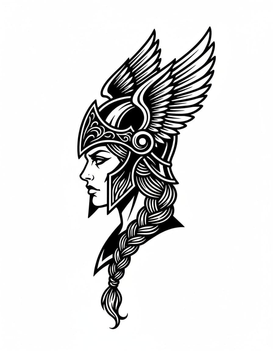 Blackwork Valkyrie Wings Profile Temporary Tattoo — view 1