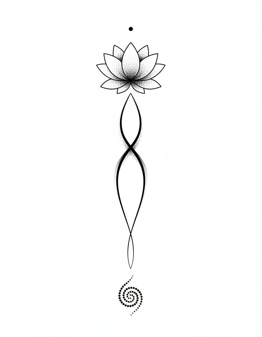 Dotwork Lotus Spiral Path Temporary Tattoo — view 1