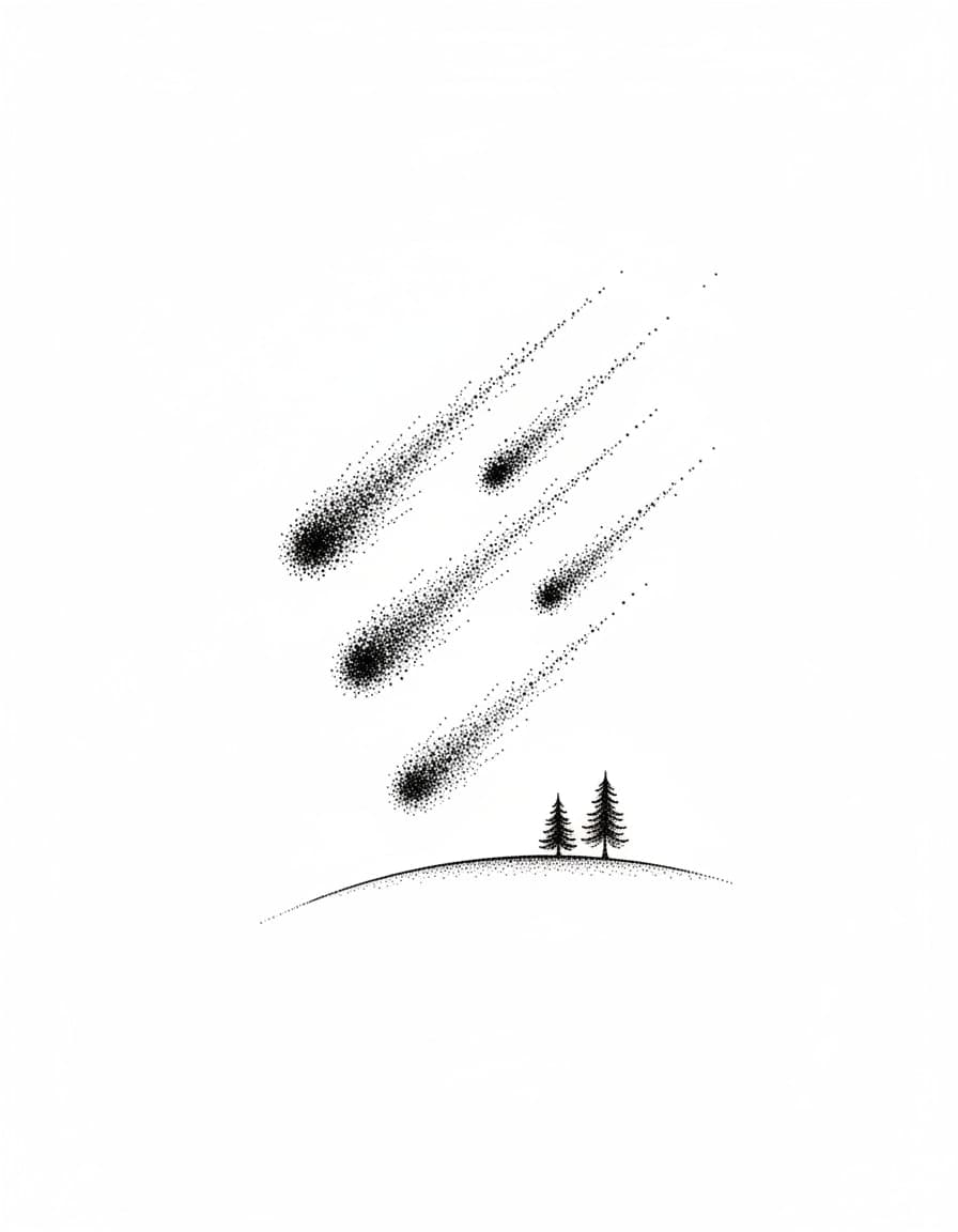 Dotwork Meteor Shower Temporary Tattoo — view 1