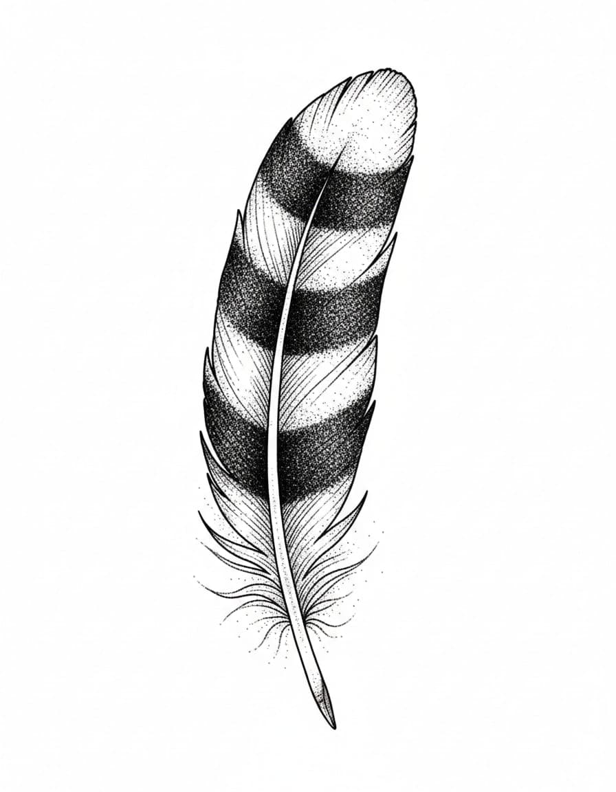 Dotwork Owl Feather Temporary Tattoo — view 1