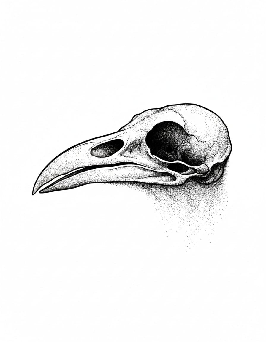 Dotwork Raven Skull Temporary Tattoo — view 1