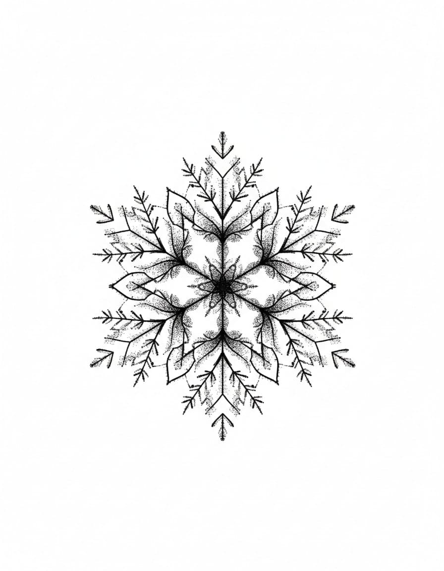 Dotwork Snowflake Mandala Temporary Tattoo — view 1