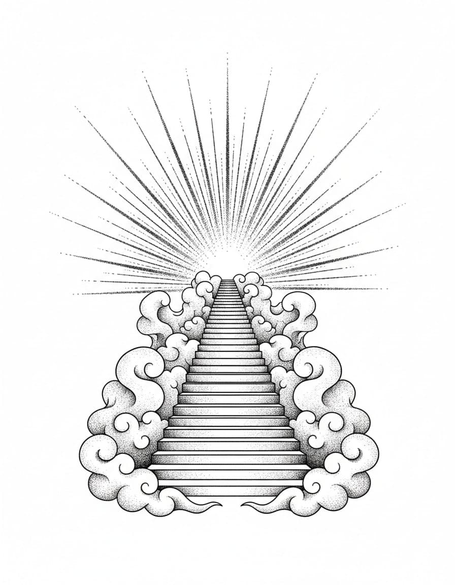 Dotwork Stairway to Light Temporary Tattoo — view 1