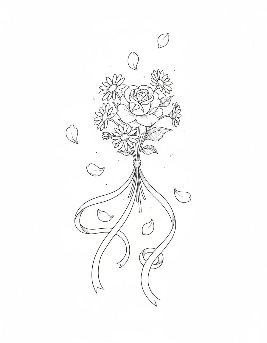Fine Line Bouquet Toss Temporary Tattoo — view 1