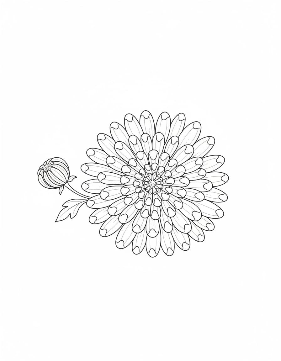 Fine Line Chrysanthemum Bloom Temporary Tattoo — view 1