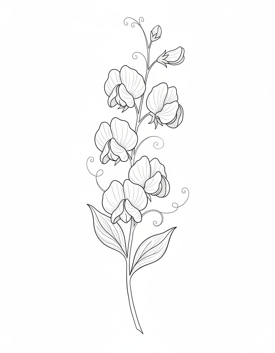 Fine Line Climbing Sweet Pea Temporary Tattoo — view 1