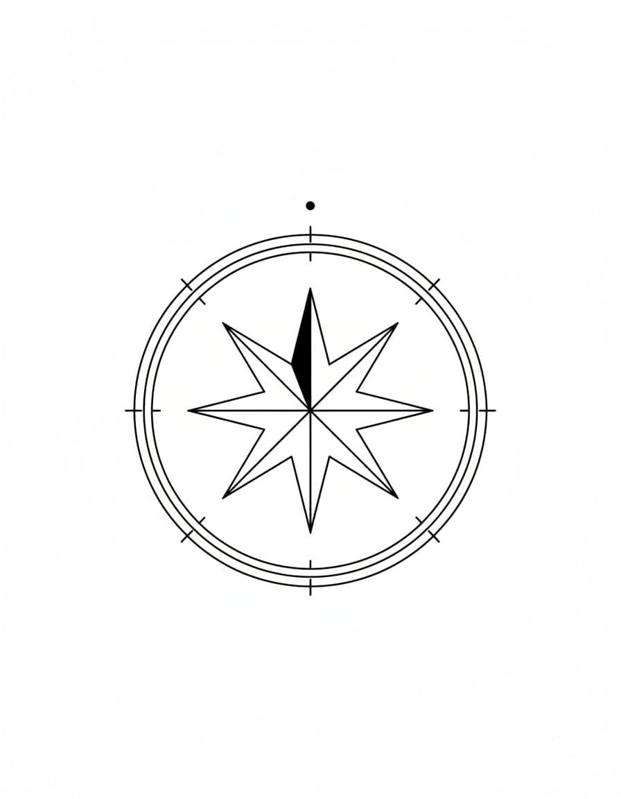 Fine Line Compass Rose Temporary Tattoo — view 1