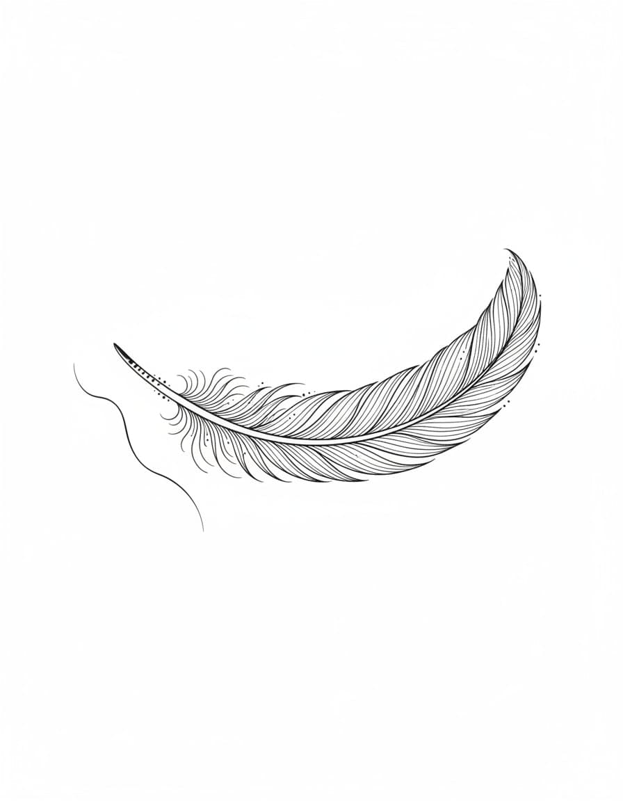 Fine Line Curved Wrap Feather Temporary Tattoo — view 1