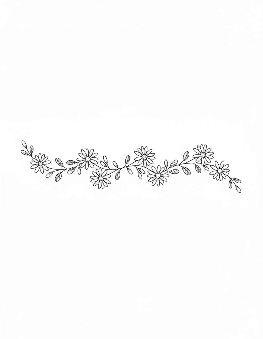 Fine Line Daisy Chain Band Temporary Tattoo — view 1