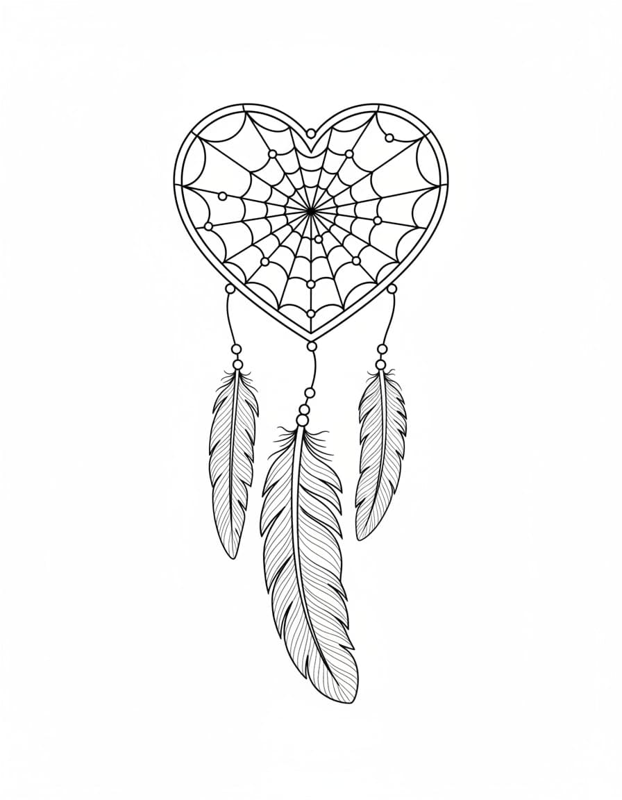 Fine Line Heart Dream Catcher Temporary Tattoo — view 1