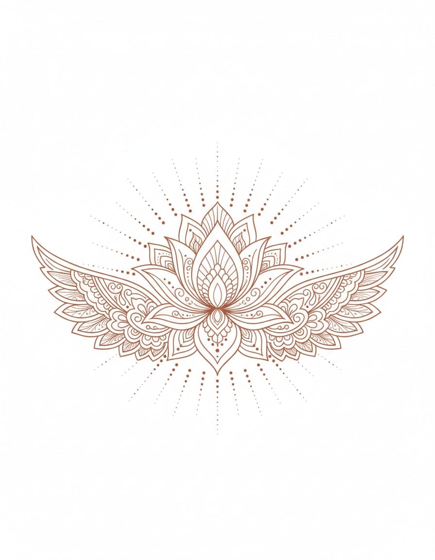 Henna-Style Lotus Fan Temporary Tattoo — view 1