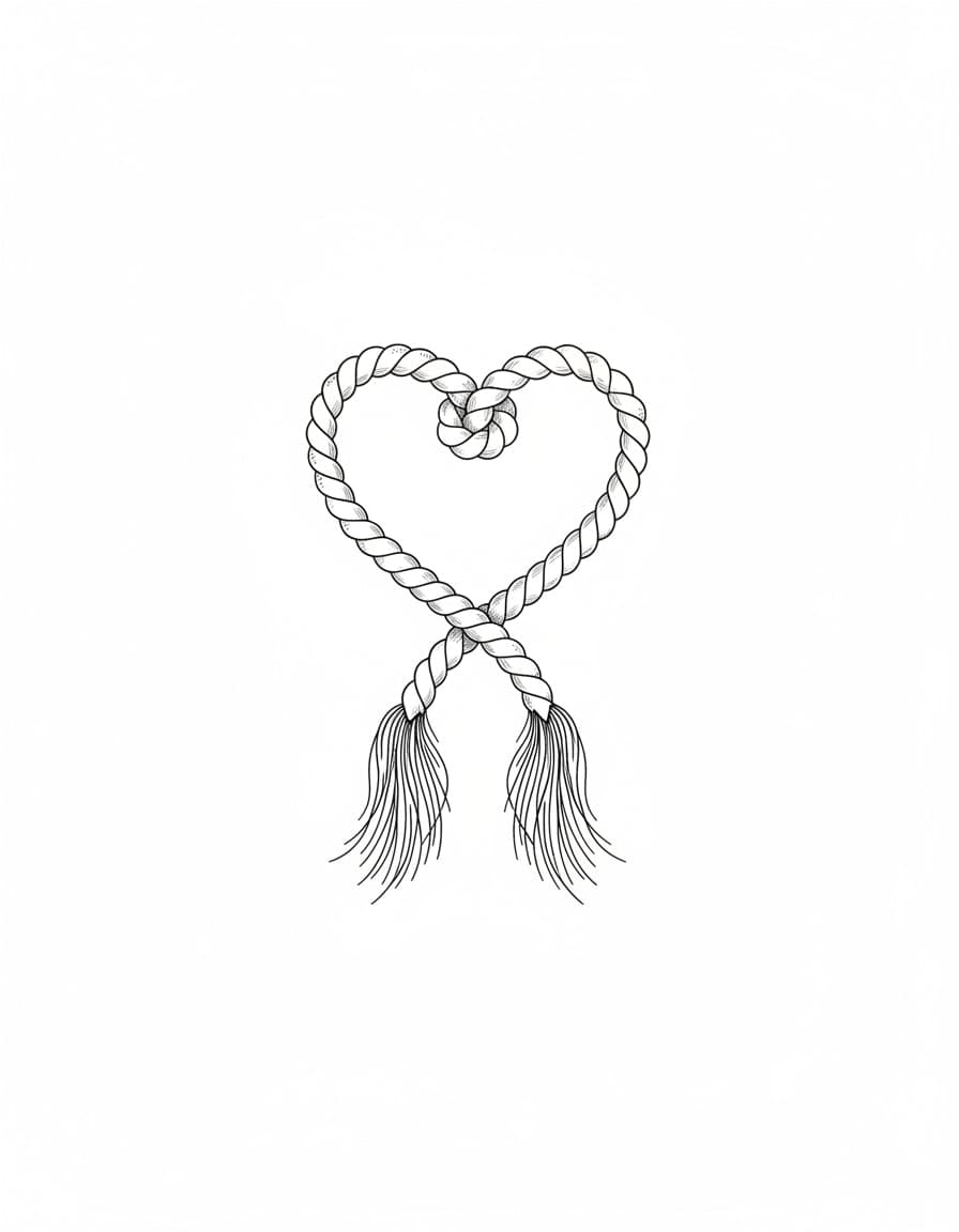 Fine Line Knotted Heart Rope Temporary Tattoo — view 1
