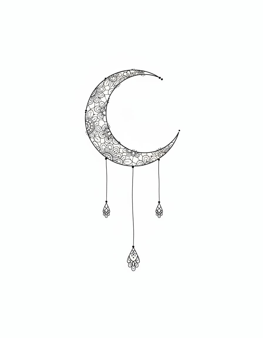 Fine Line Lace Moon Doily Temporary Tattoo — view 1