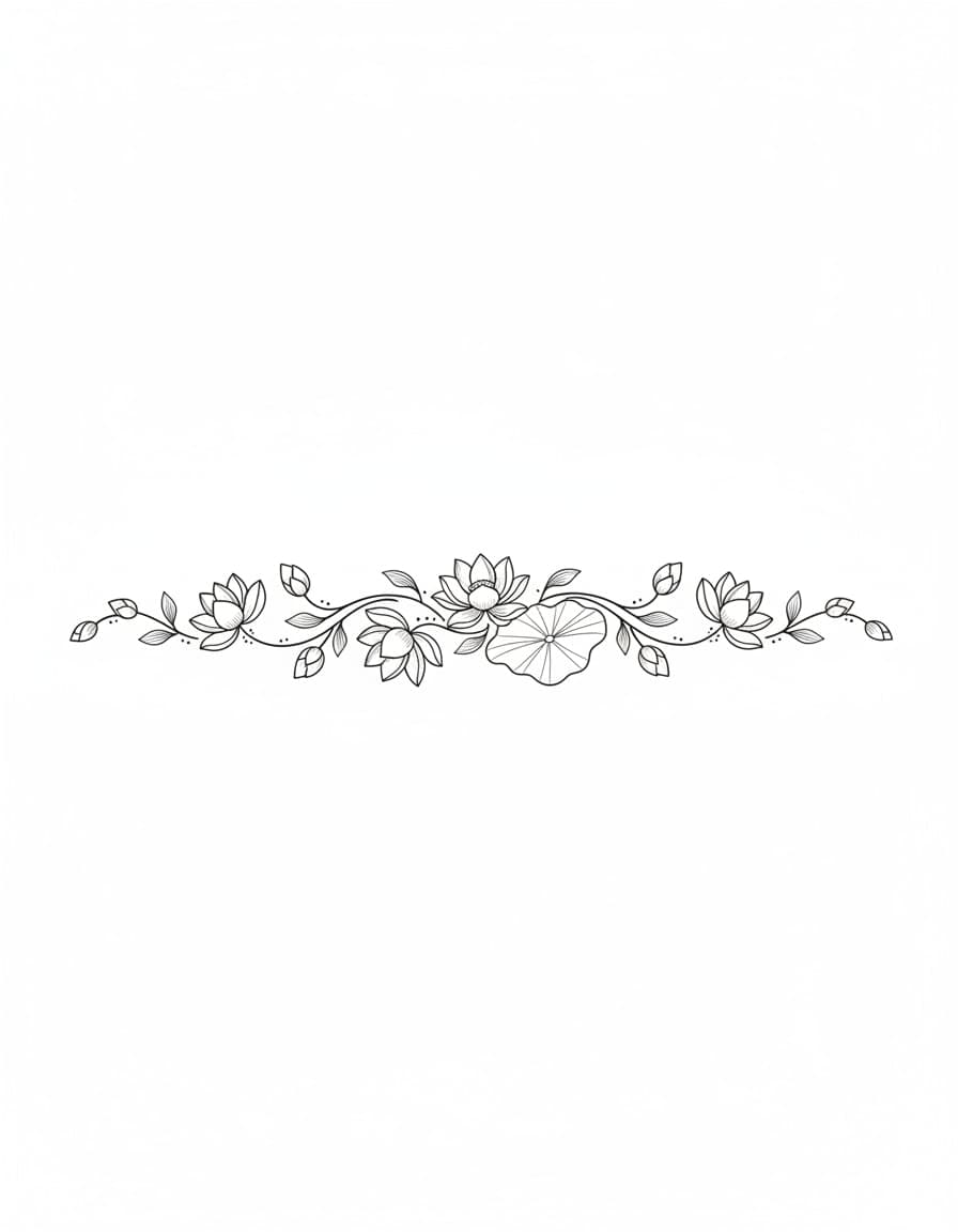 Fine Line Lotus Wrist Band Temporary Tattoo — view 1