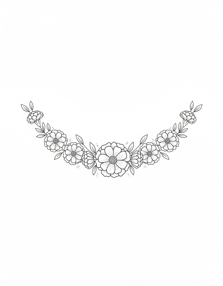 Fine Line Marigold Garland Temporary Tattoo — view 1