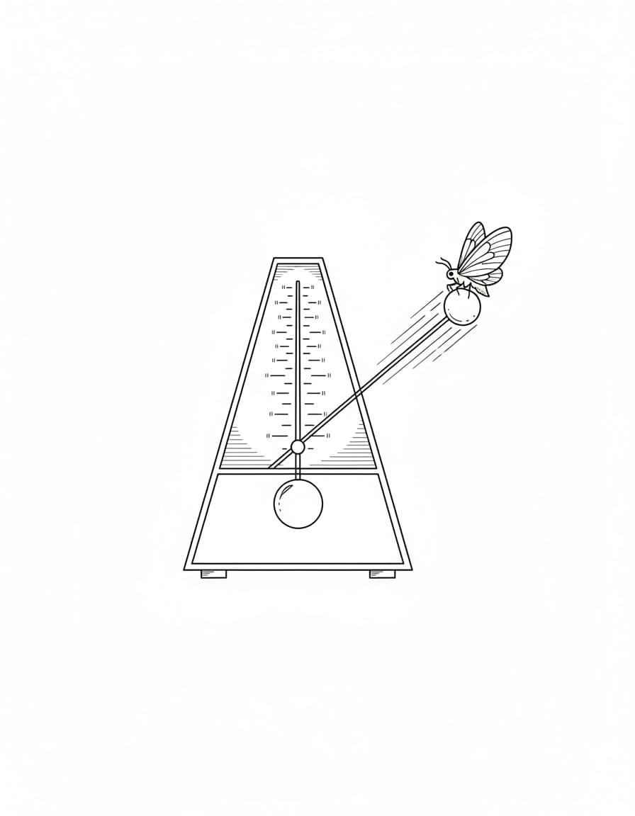 Fine Line Metronome and Moth Temporary Tattoo — view 1