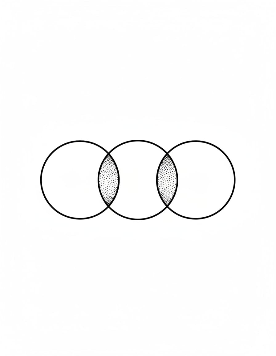 Fine Line Overlapping Moons Temporary Tattoo — view 1