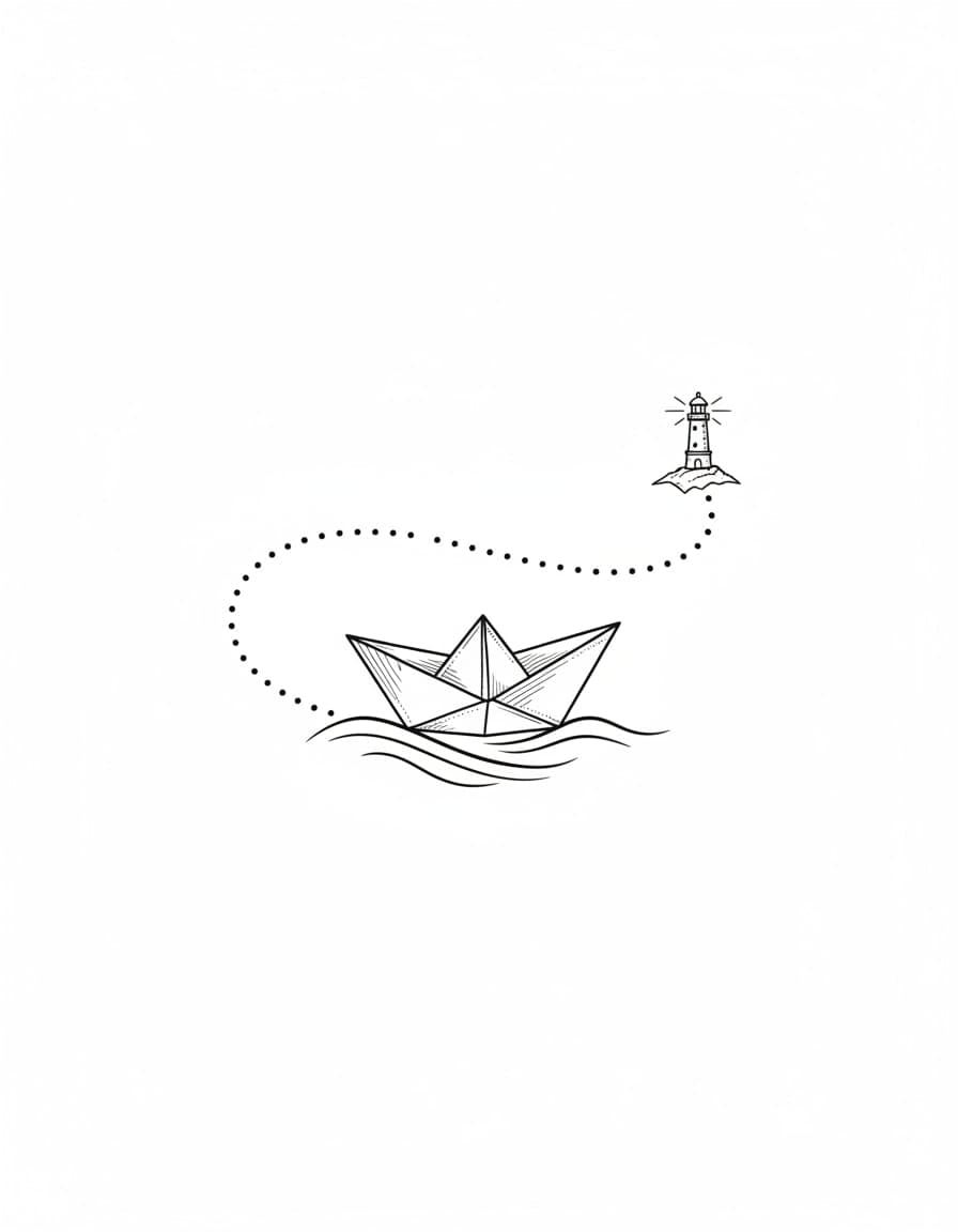 Fine Line Paper Boat Voyage Temporary Tattoo — view 1