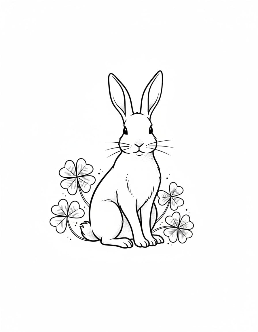 Fine Line Rabbit in Clover Temporary Tattoo — view 1