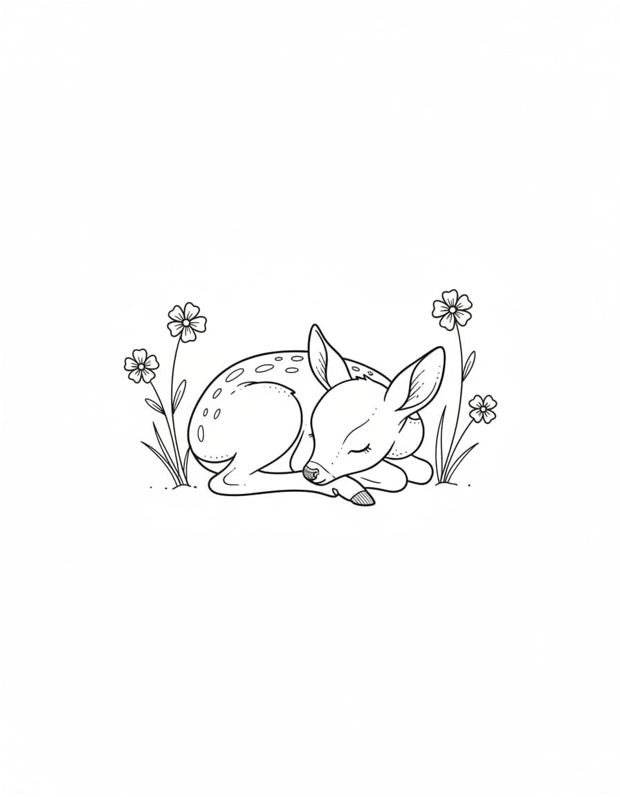 Fine Line Sleeping Deer Fawn Temporary Tattoo — view 1