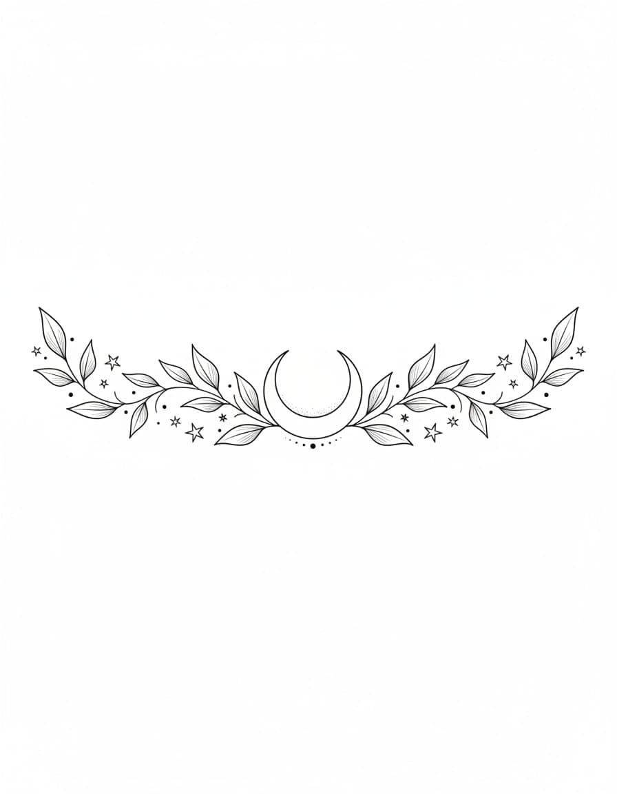 Fine Line Under-Bust Crescent Garland Temporary Tattoo — view 1