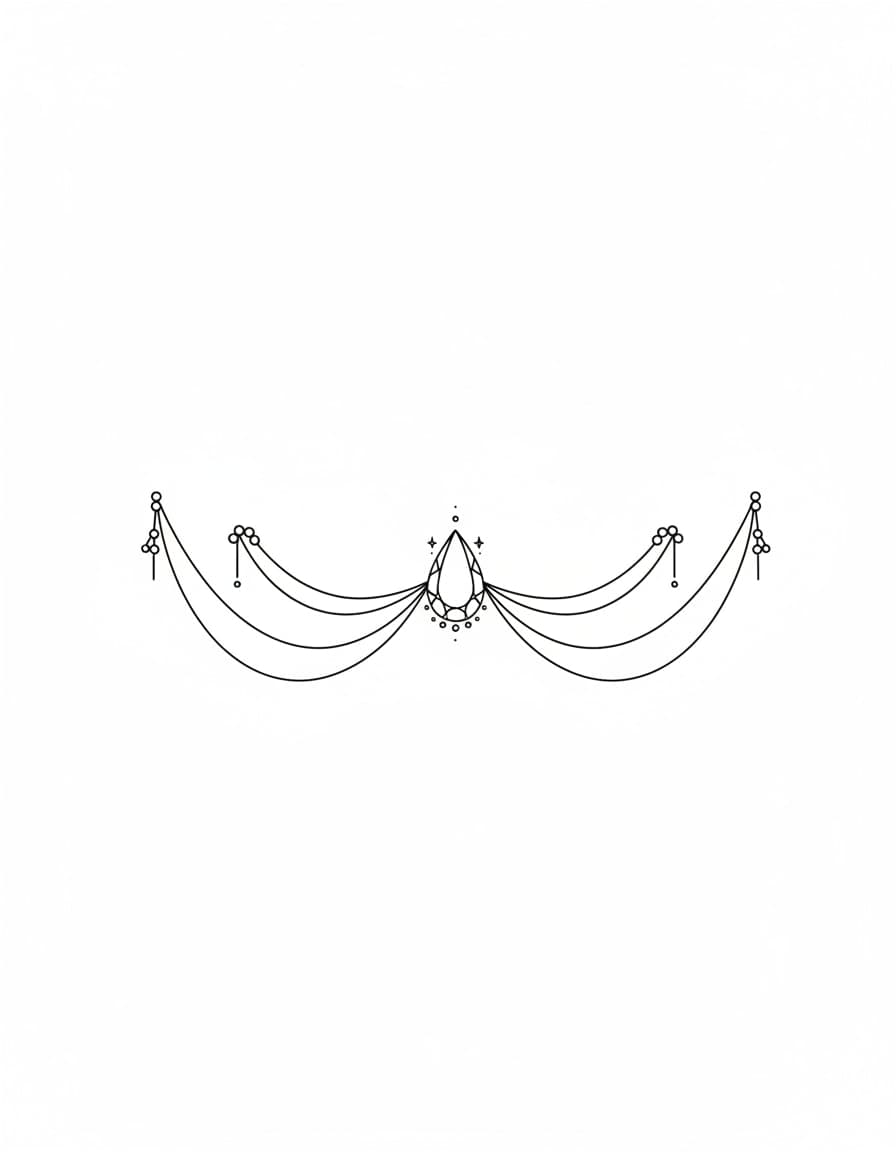 Fine Line Under-Bust Pearl Drape Temporary Tattoo — view 1