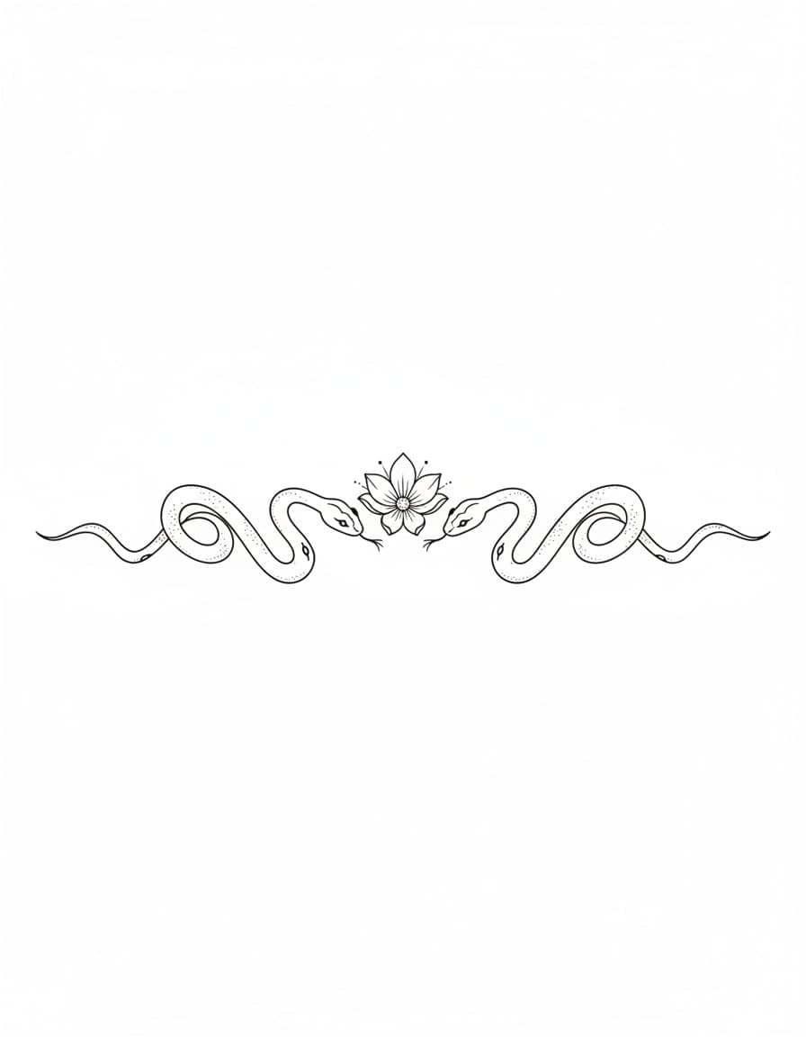Fine Line Under-Bust Snake Pair Temporary Tattoo — view 1