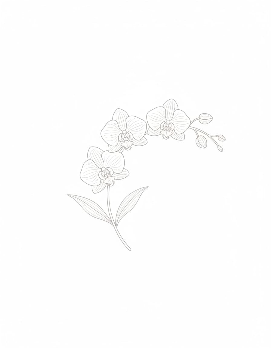 White Orchid Sprig Temporary Tattoo — view 1