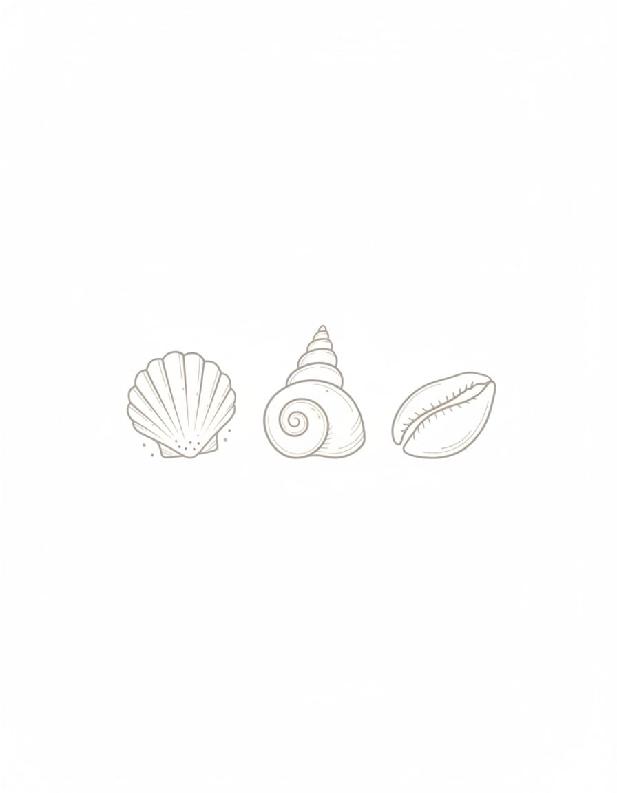 White Seashell Trio Temporary Tattoo — view 1
