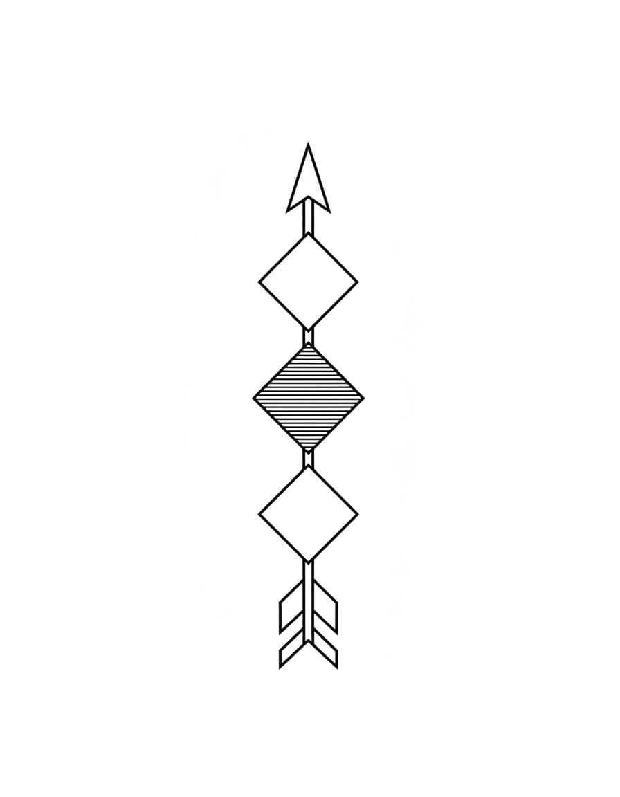Geometric Arrow and Diamond Chain Temporary Tattoo — view 1