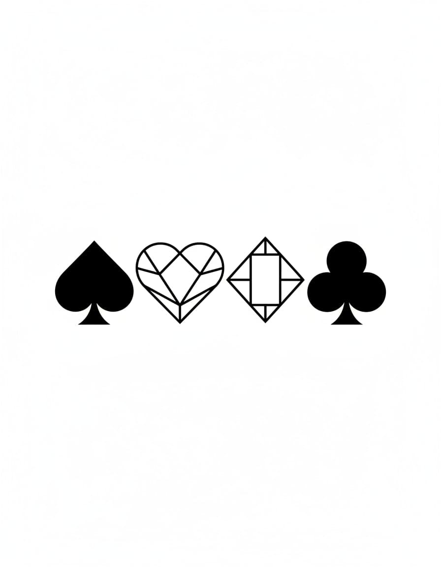 Geometric Card Suit Row Temporary Tattoo — view 1