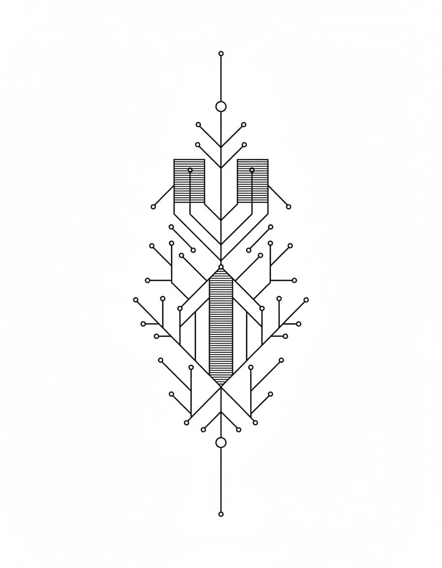 Geometric Circuit Line Sleeve Temporary Tattoo — view 1