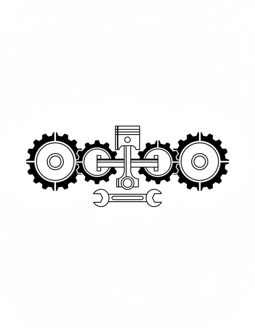Geometric Gear and Piston Band Temporary Tattoo — view 1