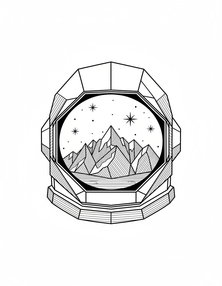 Geometric Geometric Astronaut Helmet Temporary Tattoo — view 1