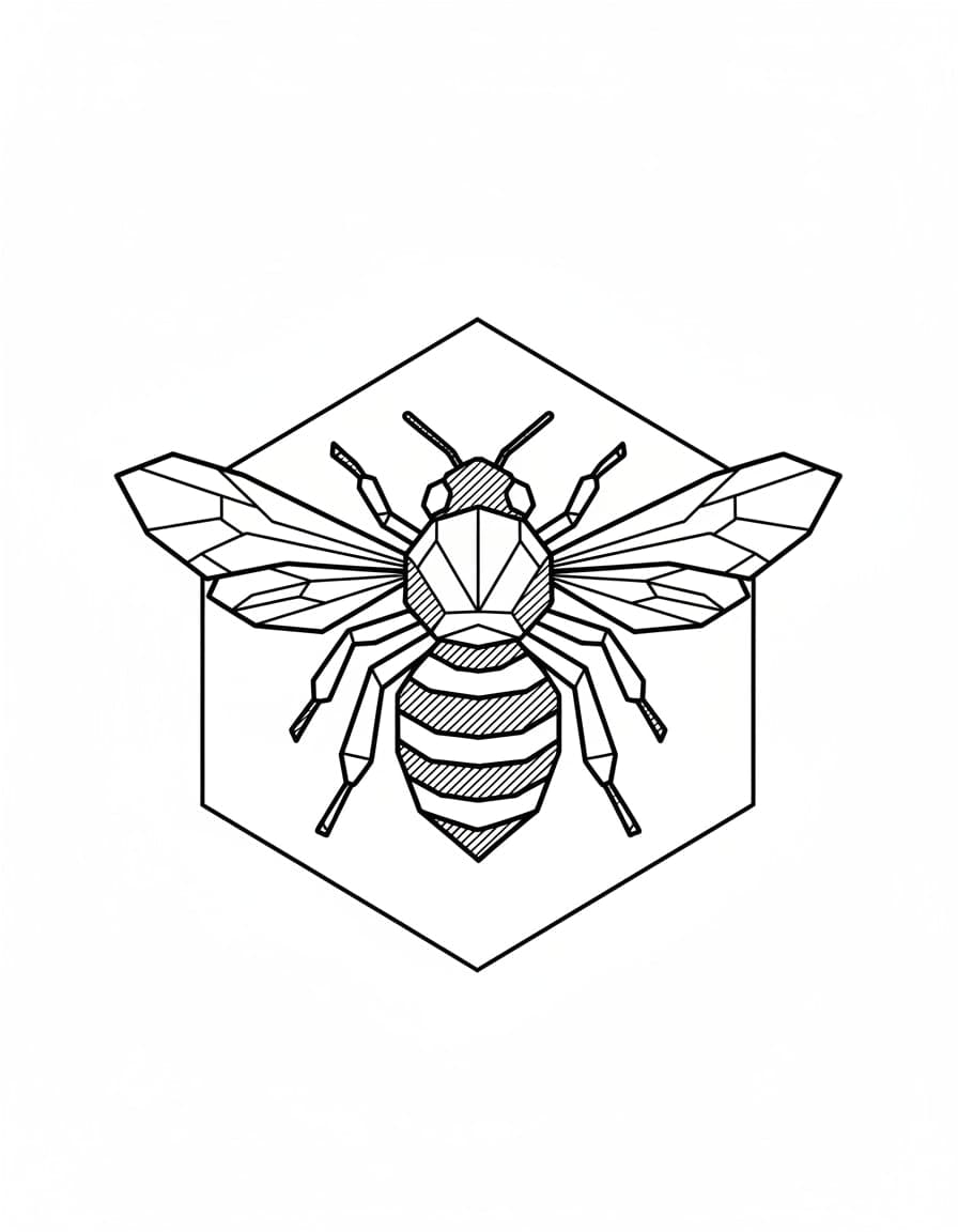 Geometric Geometric Bee Temporary Tattoo — view 1