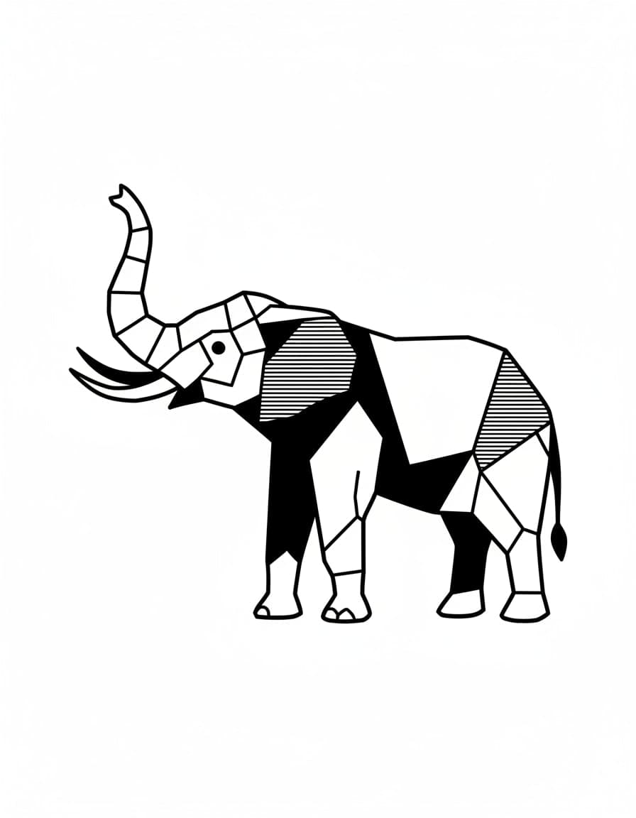 Geometric Geometric Elephant Temporary Tattoo — view 1