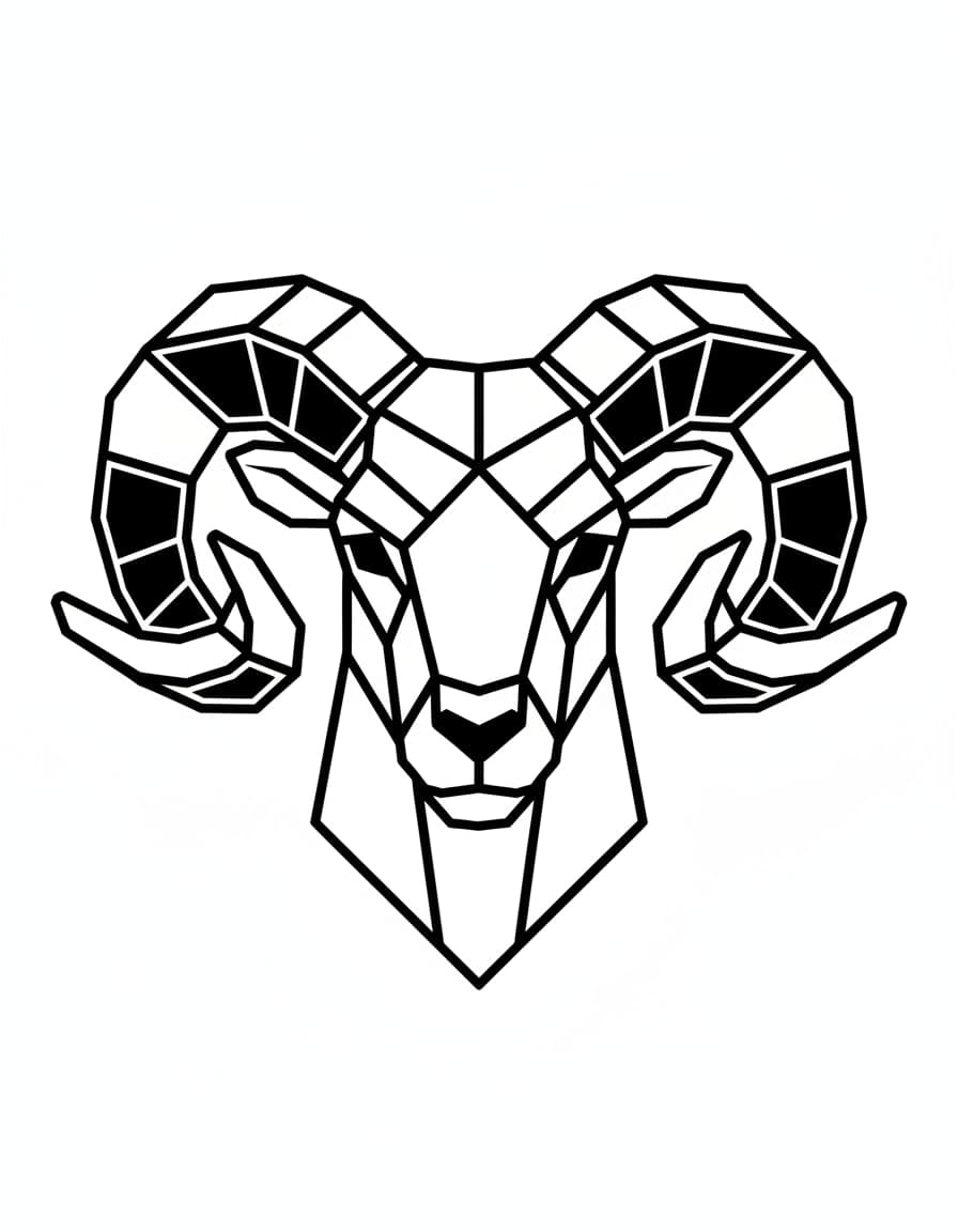 Geometric Geometric Ram Head Temporary Tattoo — view 1