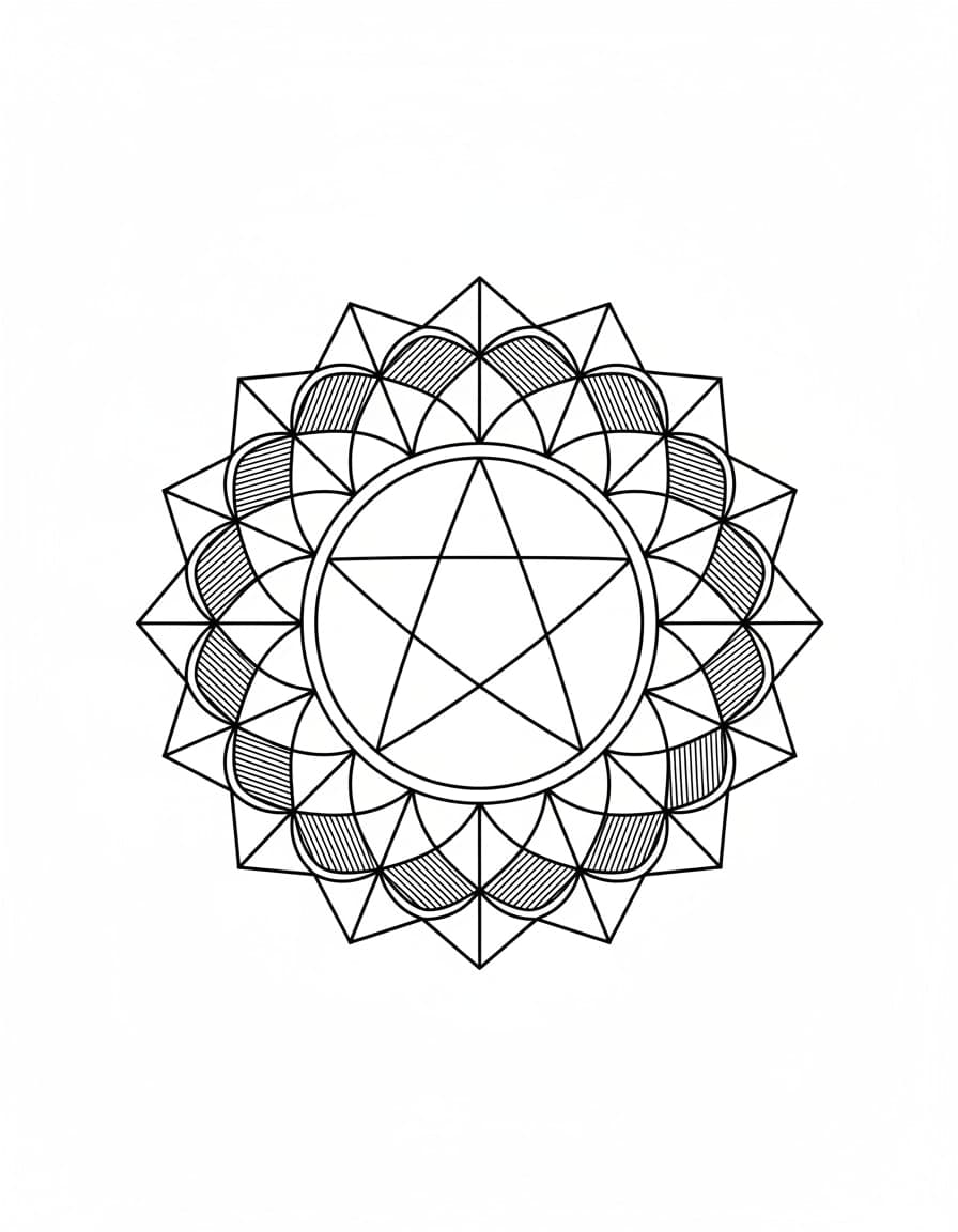 Geometric Interlocking Triangle Mandala Temporary Tattoo — view 1