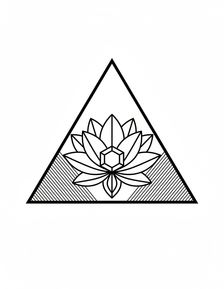 Geometric Lotus in Triangle Temporary Tattoo — view 1
