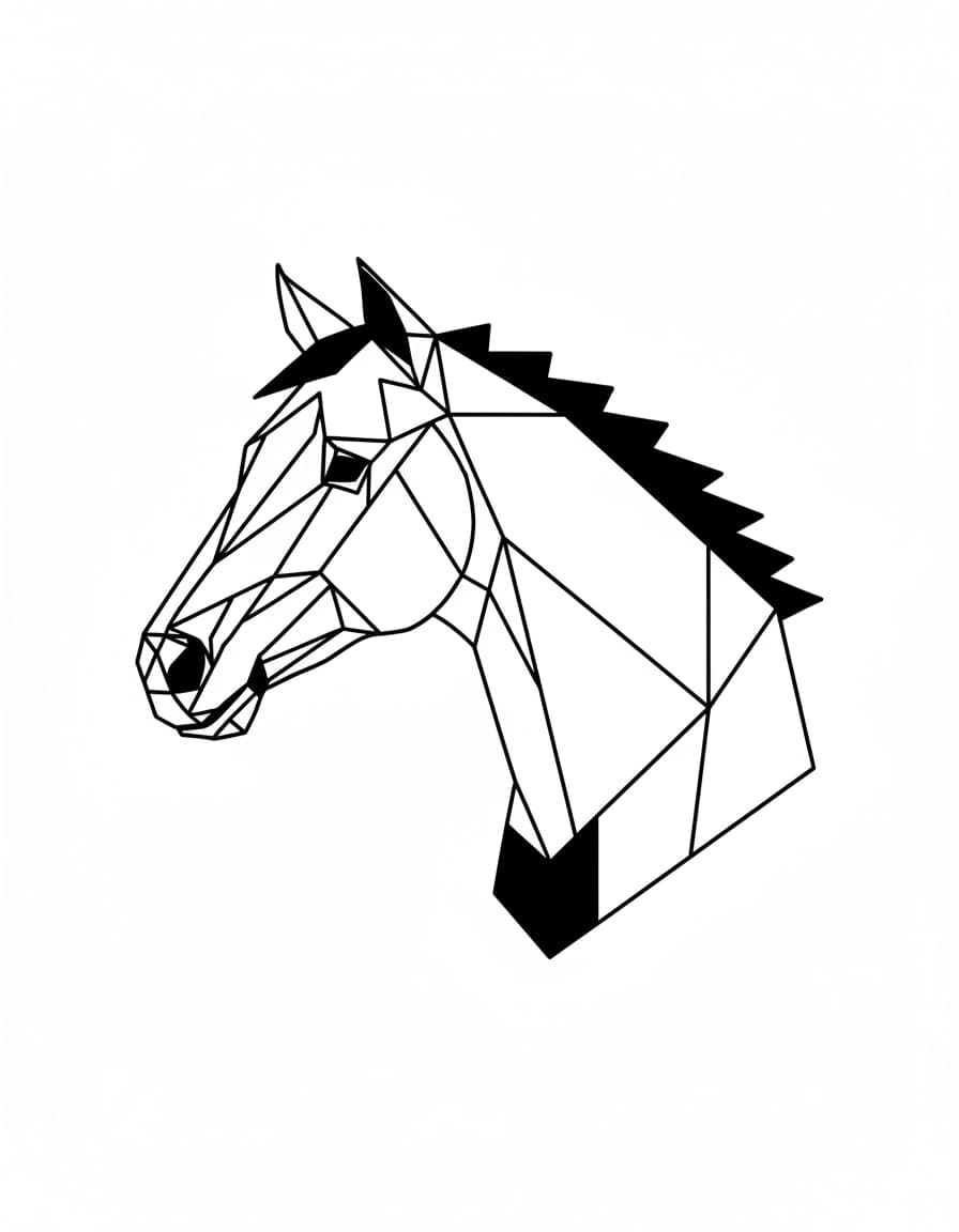 Geometric Low-Poly Horse Head Temporary Tattoo — view 1